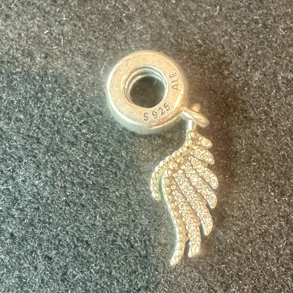 Pandora Silver Angel Wing Charm with Pavé Crystals